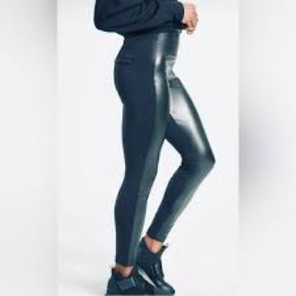 Athleta Black Faux Leather Leggings Delancey shine tight
